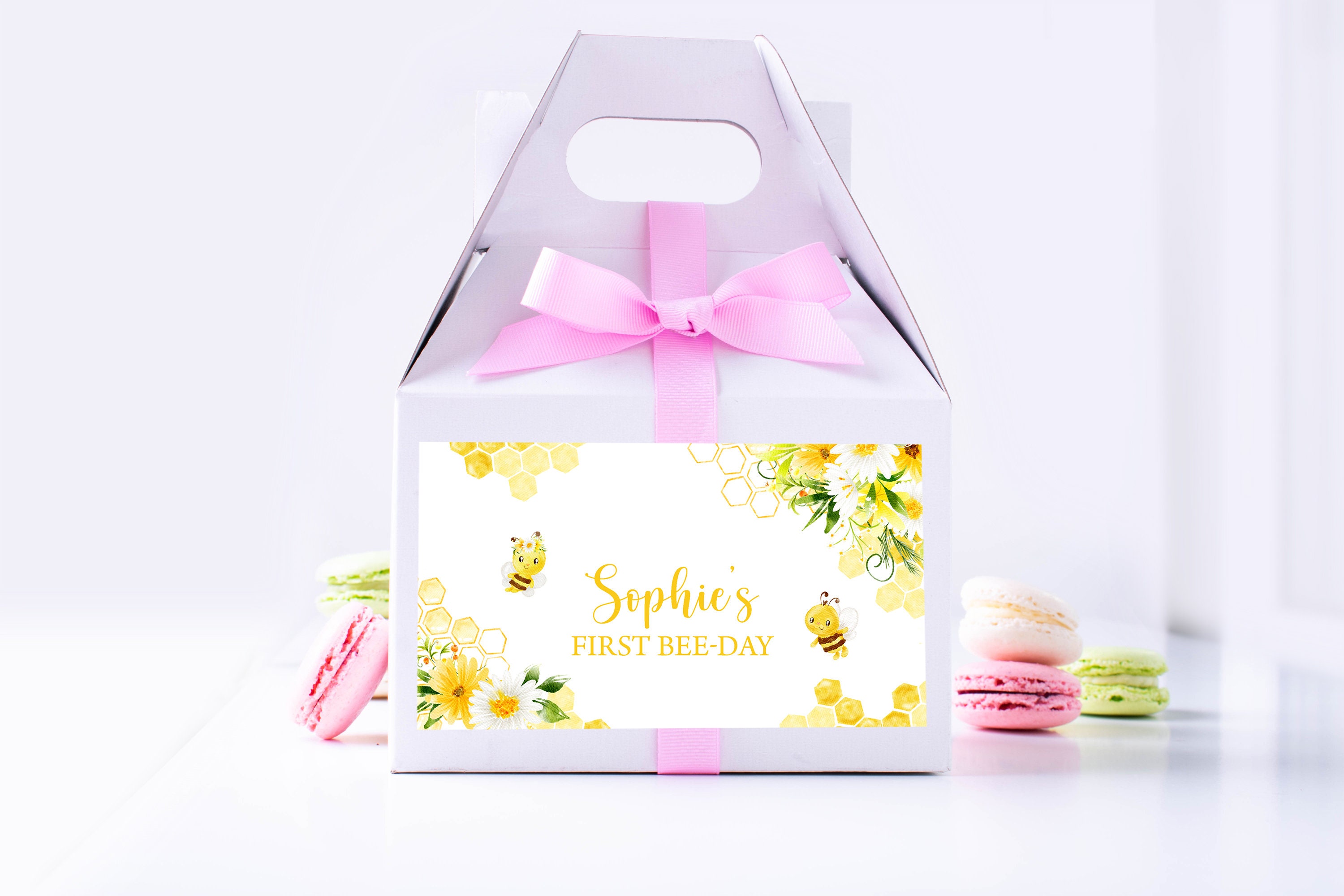EDITABLE Bee Gable Box Favor Labels Bumble Bee Party Favor Honey Bee ...