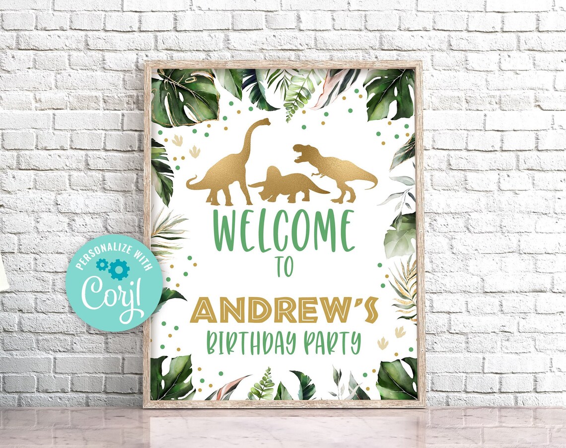 Editable Dinosaur Welcome Sign Instant Download, Safari Dinosaur ...
