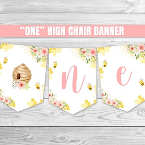 Bee One High Chair Banner Bee 1st Birthday Banner Bee ONE Banner Bumble Bee Birthday Decoration Little Honey Bee First Bee-day 0148