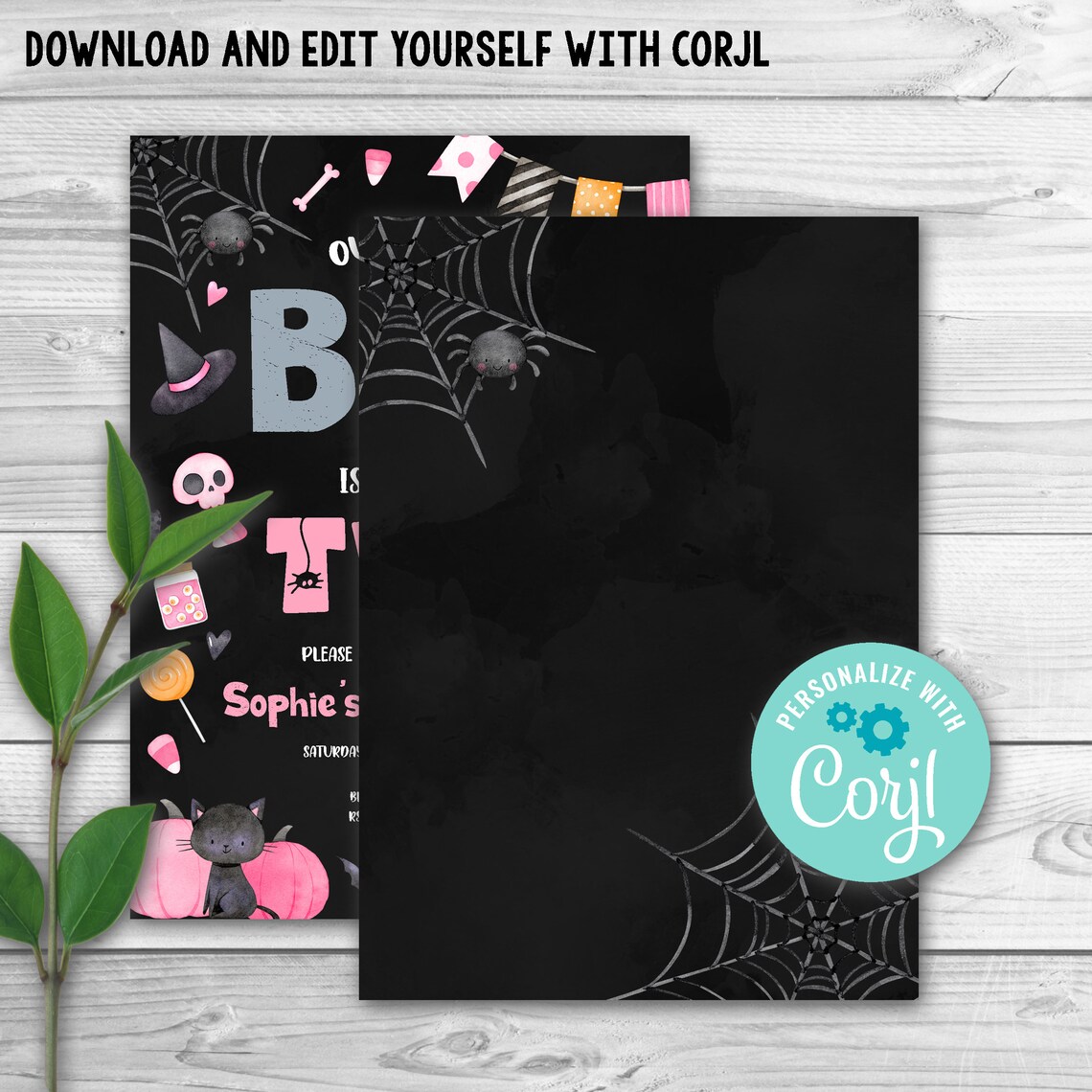 Editable Our Little Boo Birthday Party Invitation Halloween 2nd ...