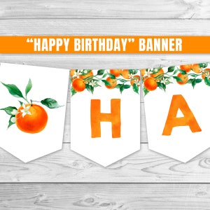 Little Cutie Happy Birthday Banner Orange Birthday Banner Cutie Birthday Decoration Citrus Birthday Garland Citrus Birthday Banner 0147