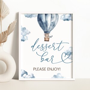 Bear Hot Air Balloon Dessert Bar Sign Boy Bear We Can Bearly Wait Baby Shower Dessert Bar Sign Blue Bear Baby Shower Decor 0222