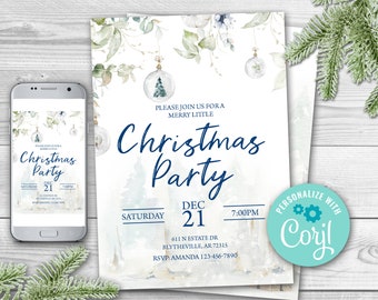 EDITABLE Christmas Party Invitation. Rustic Christmas Invitations Printable. Editable Holiday Party Invitation. Christmas Tree Invitation.