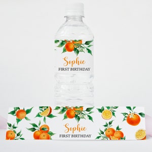 EDITABLE Little Cutie Birthday Bottle Label Orange Birthday Water Label Orange Birthday Party Bottle Label Little Cutie Party Decor 0147