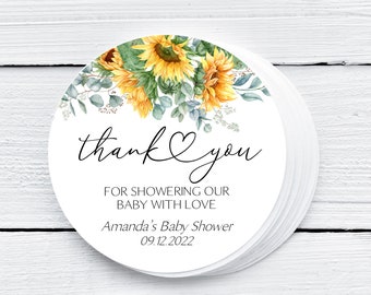 EDITABLE Sunflower Favor Tag Printable Sunflower Baby Shower Thank You Tags Sunflower Gift Tag Rustic Sunflower Baby Shower  Favor Tag 0173