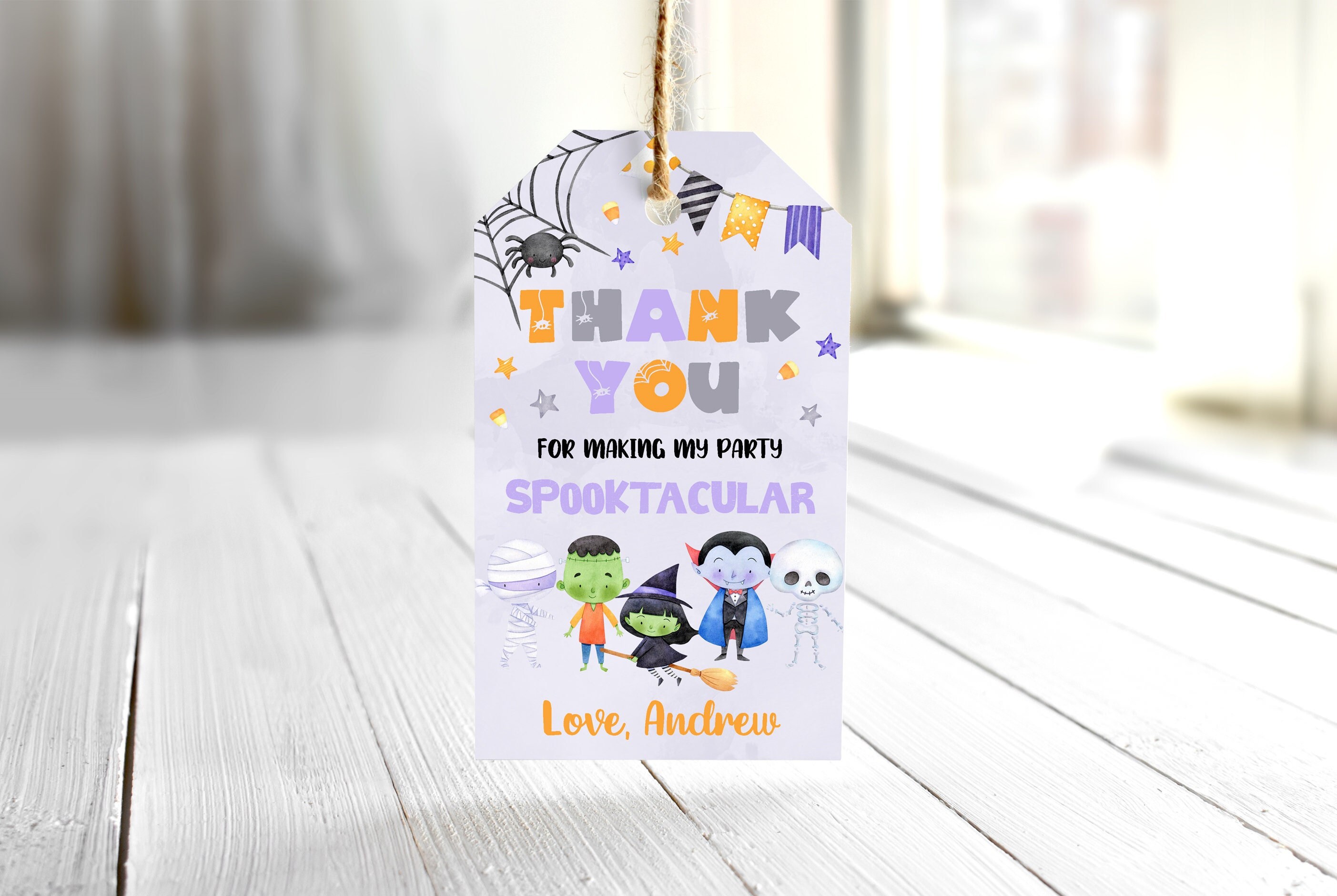 EDITABLE Halloween Birthday Thank You Tag Halloween Treat Tags ...