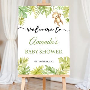 Editable Safari Animals Baby Shower Welcome Sign WILD Animal Welcome Sign Instant Download Jungle Welcome Sign Board Safari Animals 0163