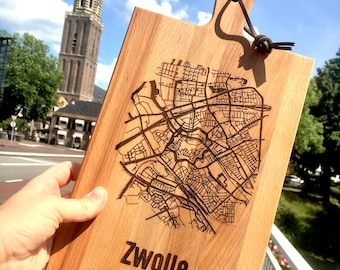 Jouw stad, dorp of provincie op de plank! Plattegrond, woonplaats, citymap op borrelplank - cadeau verhuizen - housewarming