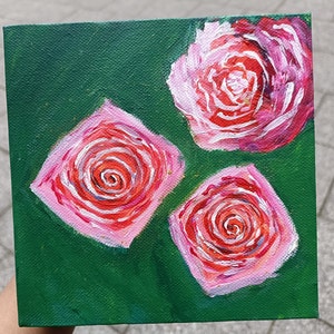 Original Acrylic Painting Roses in Acrylics Rose Acrylic Painting Rose Painting Art Decor Art Deco