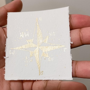Rosa dei venti Dipinto ad acquerello originale Arte con tecniche miste Pittura in miniatura Bussola Oro Champagne Oro Ologramma Arte