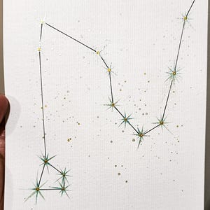 Arte original en técnica mixta Constelación de Draco Arte de constelación del hemisferio norte Arte de mapa estelar Arte de acuarela Arte de tinta Cielo del hemisferio norte