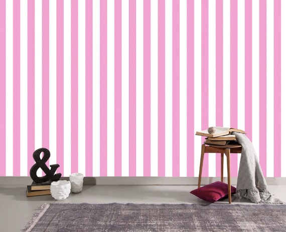 Items Similar To Pink And White Stripes Wallpaper