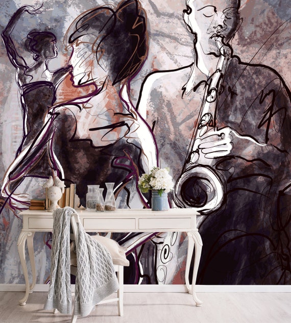 Dance And Music Themed Wallpaper Instrument Jazz Music Design Decoration Wallpaper