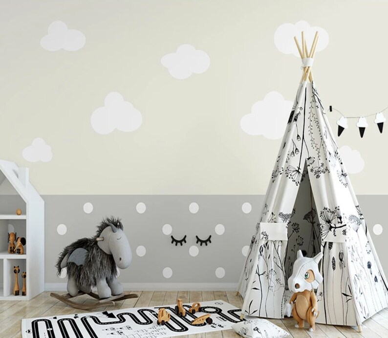 Baby Wallpaper Poster Whole House Simple Cartoon Bear Indoor Sofa TV Background Wall Kids Room