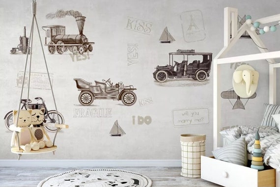Retro Classic Car Wallpaper Kids Room Cars Wallpaer Mural Paper