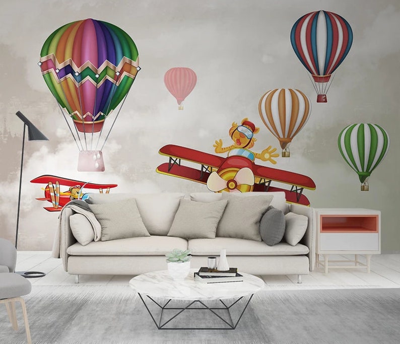 Kids Wallpaper Aircraft Personality Hot Air Balloon Poster Children/'s Room Background Wall Wall Art Wall poster Kids Room