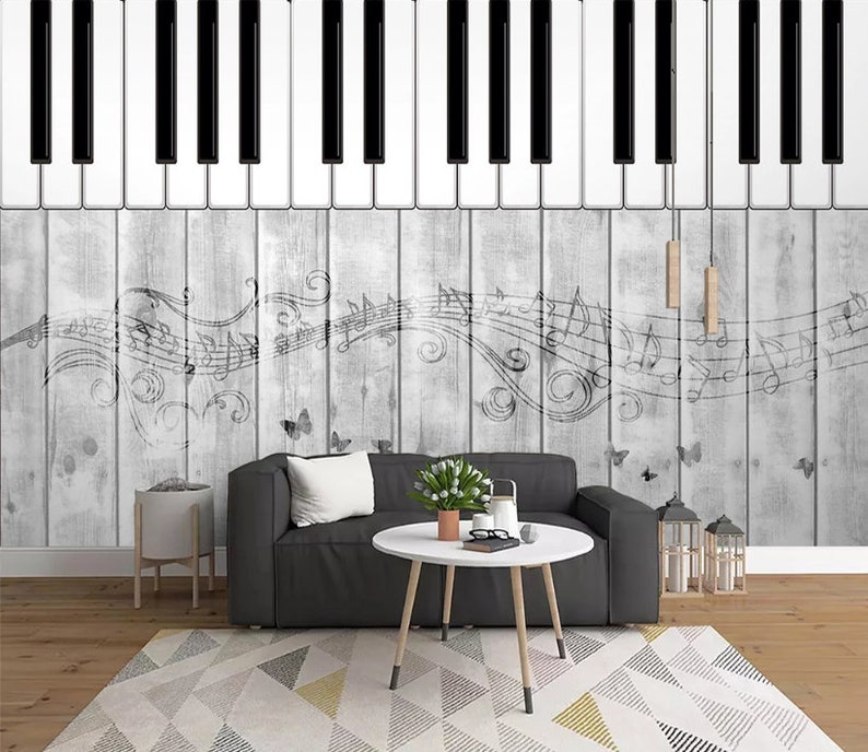 Piano Music Wallpaper Nordic Modern Background Wall Love Music Bedroom Mural Paper Livingroom