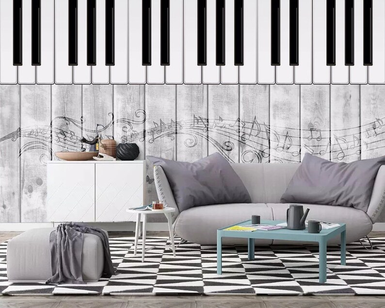Piano Music Wallpaper Nordic Modern Background Wall Love Music Bedroom Mural Paper Livingroom