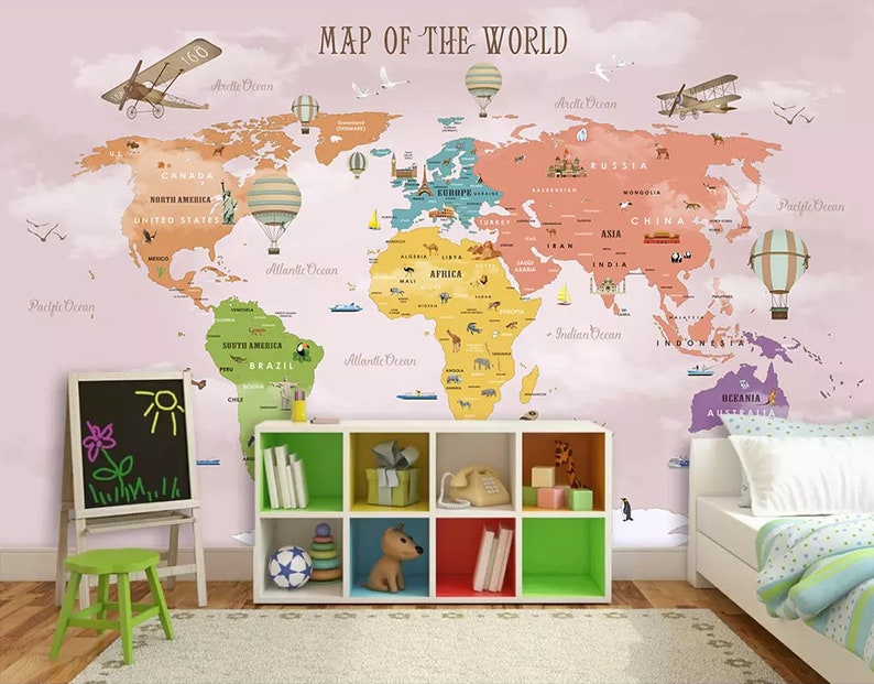 Kids Decor Waterproof Cartoon Ocean World Sticker Wall Adhesive Bedroom Backdrop