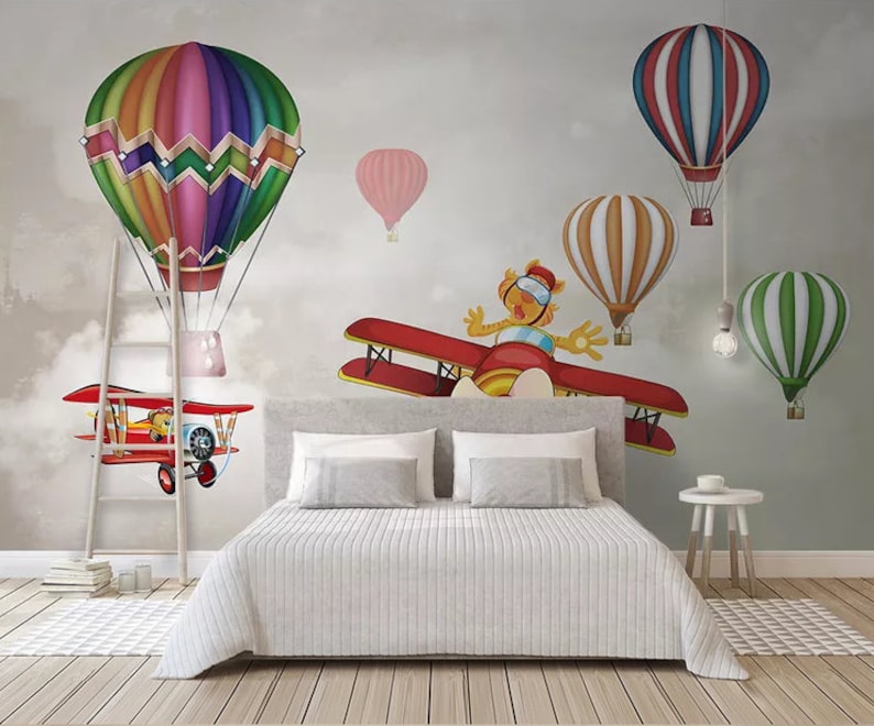 Kids Wallpaper Aircraft Personality Hot Air Balloon Poster Children/'s Room Background Wall Wall Art Wall poster Kids Room