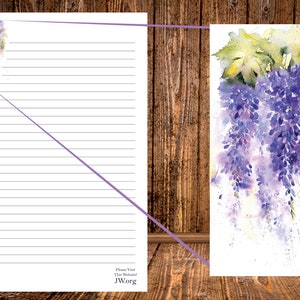 JW Briefpapier digitaler Download liniert Glyzinien Blumen hübsch schön lila blau grün