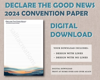 JW Declare The Good News 2024 Convention campaign letter writing paper digital download lined website