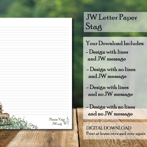 JW Briefpapier digitaler Download Hirsch Blätter Hirschwald jw.org jw Visit website