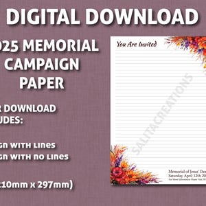 Descarga digital de papel rayado para escribir cartas de los testigos de Jehová, sitio web de la campaña conmemorativa, paquete de campaña 2025