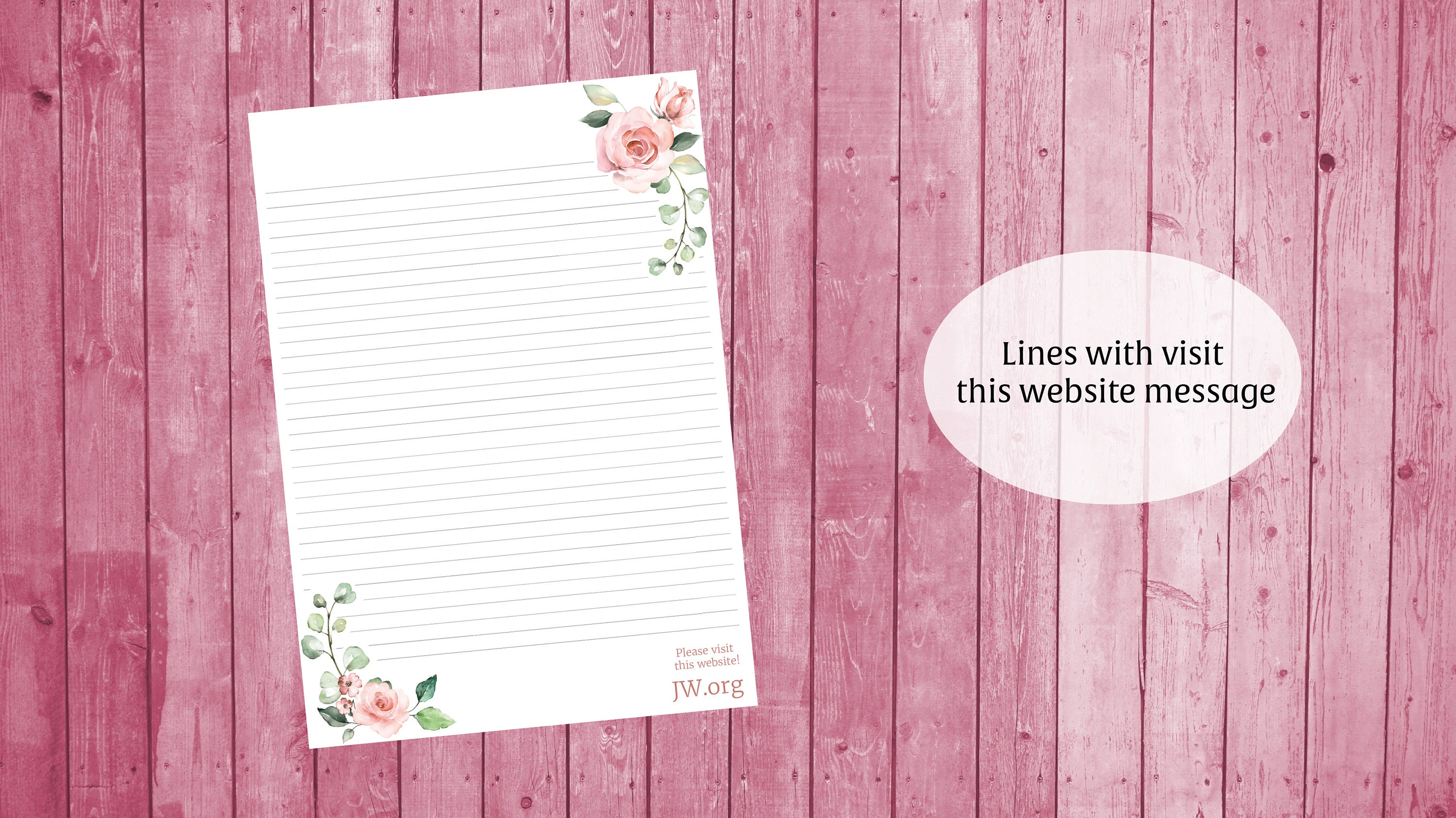 JW Letter Writing Paper Digital Download Lined site Flower Etsy UK