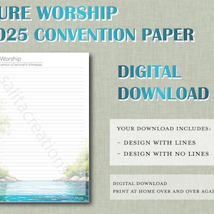 Papel digital para cartas de la campaña de la Convención JW Pure Worship 2025, descarga rayada, sitio web
