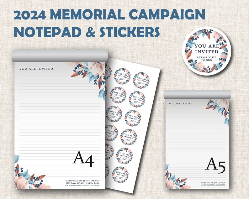 JW Memorial Campaign 2024 You are invited notepad paper lines letter writing set stickers invitation image 1