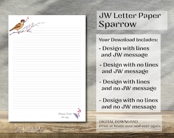 JW Letter Writing Paper Digital Download Lined Website Cherry