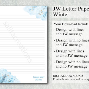 JW carta papel para escrever download digital forrado site flores inverno azul neve gelo