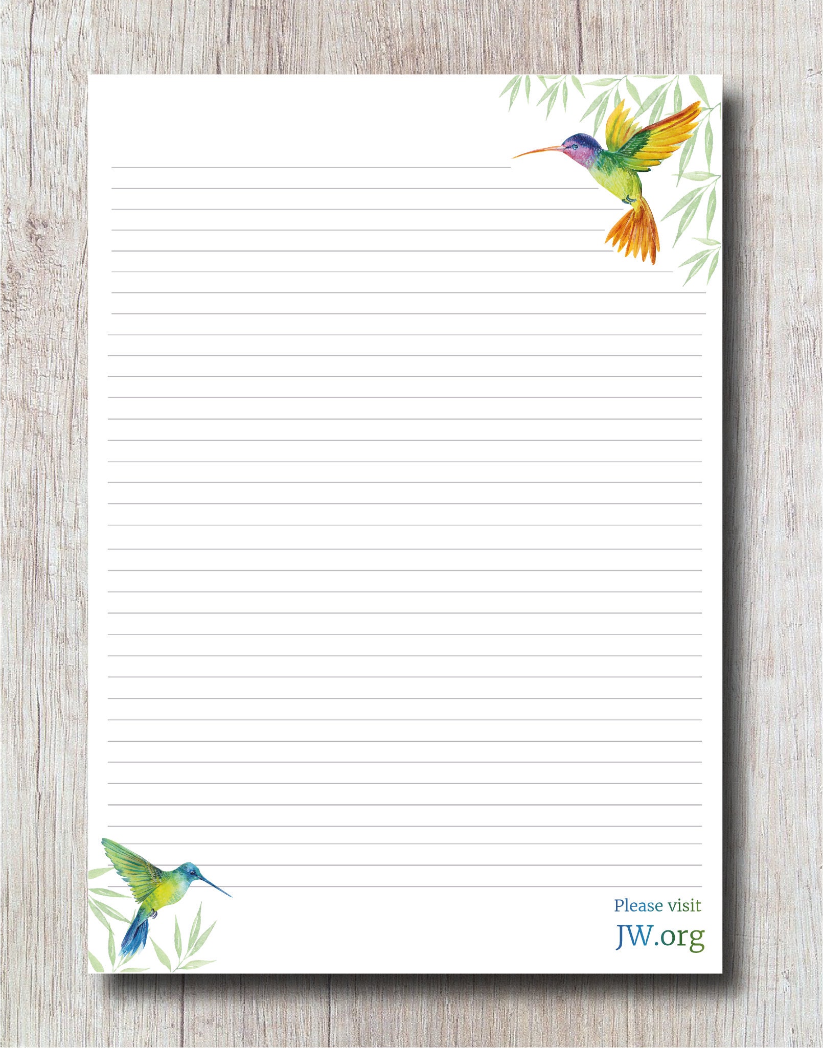 JW Letter Writing Paper Digital Download Lined Website Etsy UK