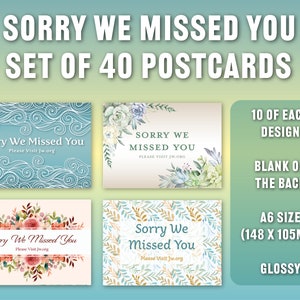 JW set of 40 Postcards Sorry We Missed You please visit jw.org not at home pioneer door to door letters campaign ministry writing image 1