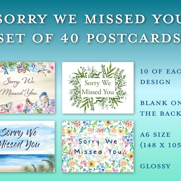 JW set of 40 Postcards Sorry We Missed You not at home pioneer door to door letters campaign ministry writing