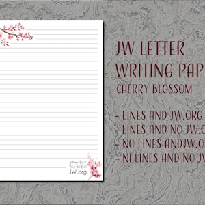 JW letter writing paper digital download lined website cherry blossom pink japanese