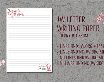 JW letter writing paper digital download lined website cherry blossom pink japanese