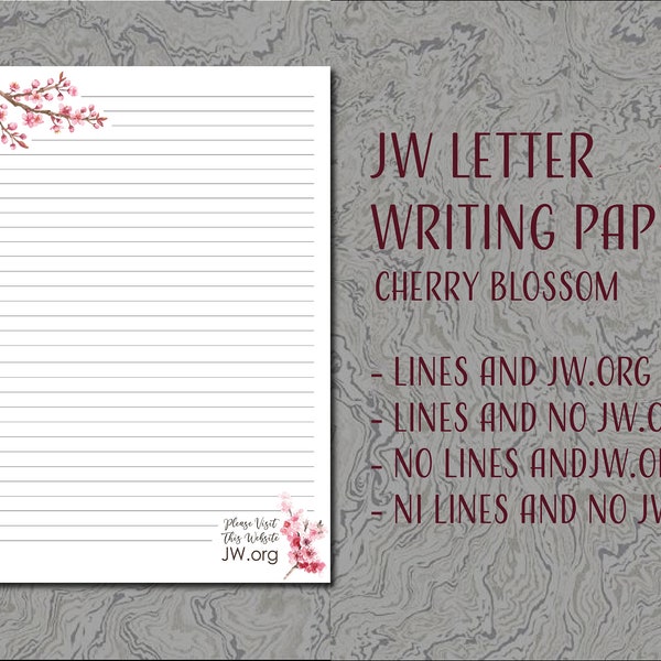 JW letter writing paper digital download lined website cherry blossom pink japanese