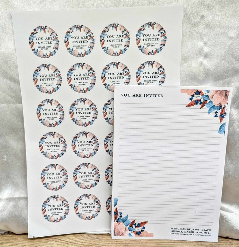 JW Memorial Campaign 2024 You are invited notepad paper lines letter writing set stickers invitation image 6