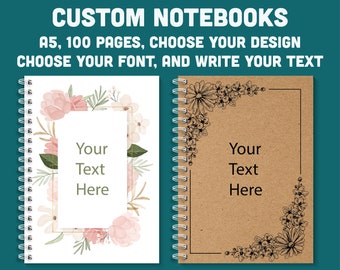 Custom notebook personalise 100 pages A5