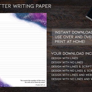 JW letter writing paper digital download lined website scripture galaxy stars