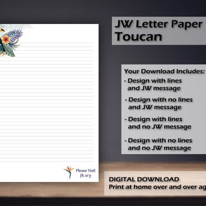 Papel para escrever carta JW download digital tucano deixa pássaro selva jw.org jw visite o site