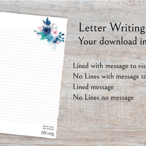 Papel para escrever cartas JW download digital flores azuis visite o site