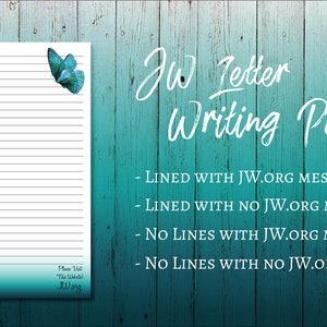 Carta JW papel para escrever download digital mensagem do site borboleta azul