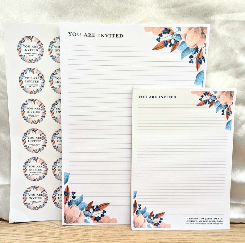 JW Memorial Campaign 2024 You are invited notepad paper lines letter writing set stickers invitation image 4