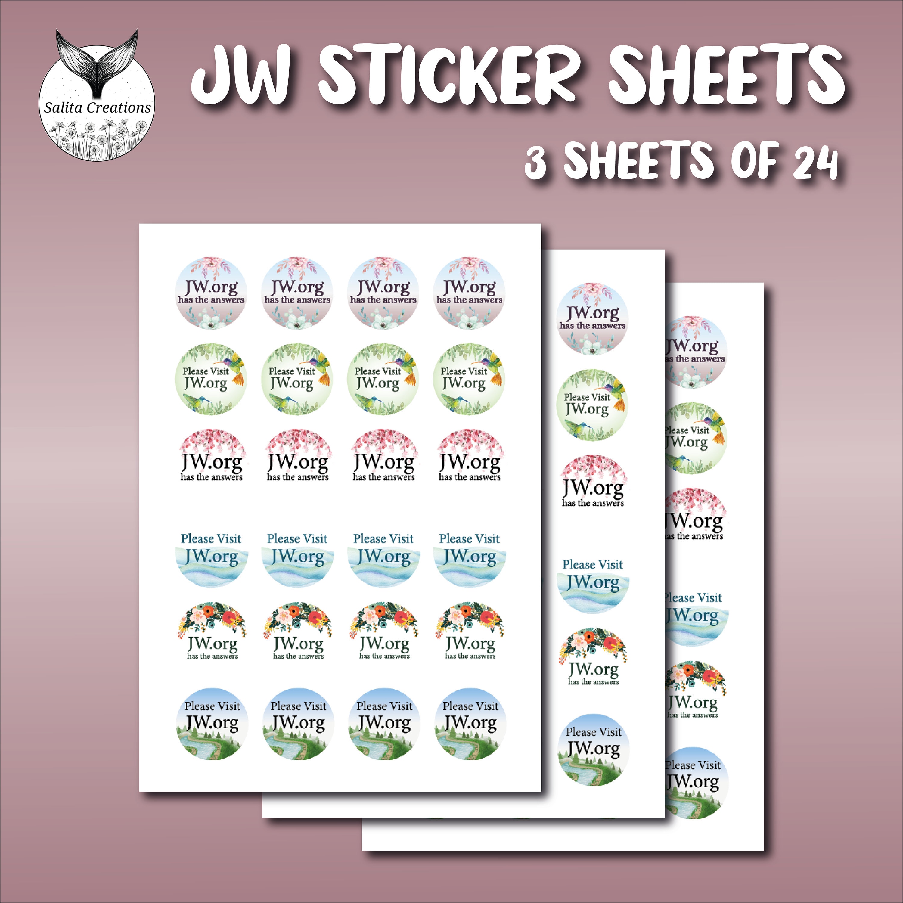 JW Stickers site 3 Sheets Please Visit Answers Etsy