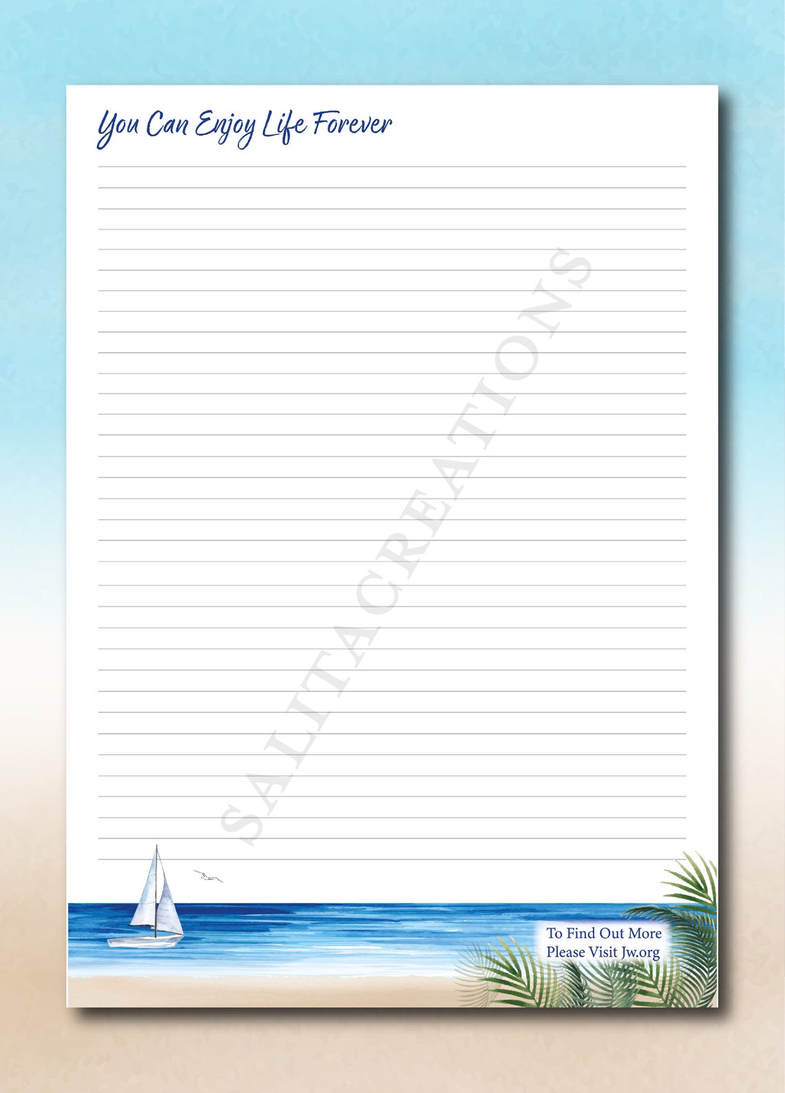 Jw enjoy life forever letter writing paper digital download etsy canada