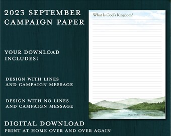 JW letter writing paper digital download lined website What is god's kingdom 2023 September Campaign