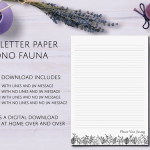 MONO FAUNA JW carta escritura papel descarga digital forrado sitio web negro blanco hombres hermanos monocromo hermana floral hojas plantas